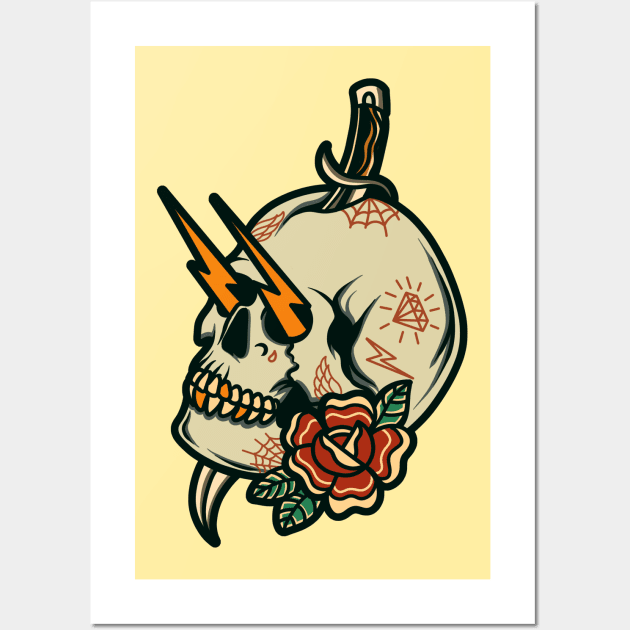 oldschool skull Wall Art by donipacoceng